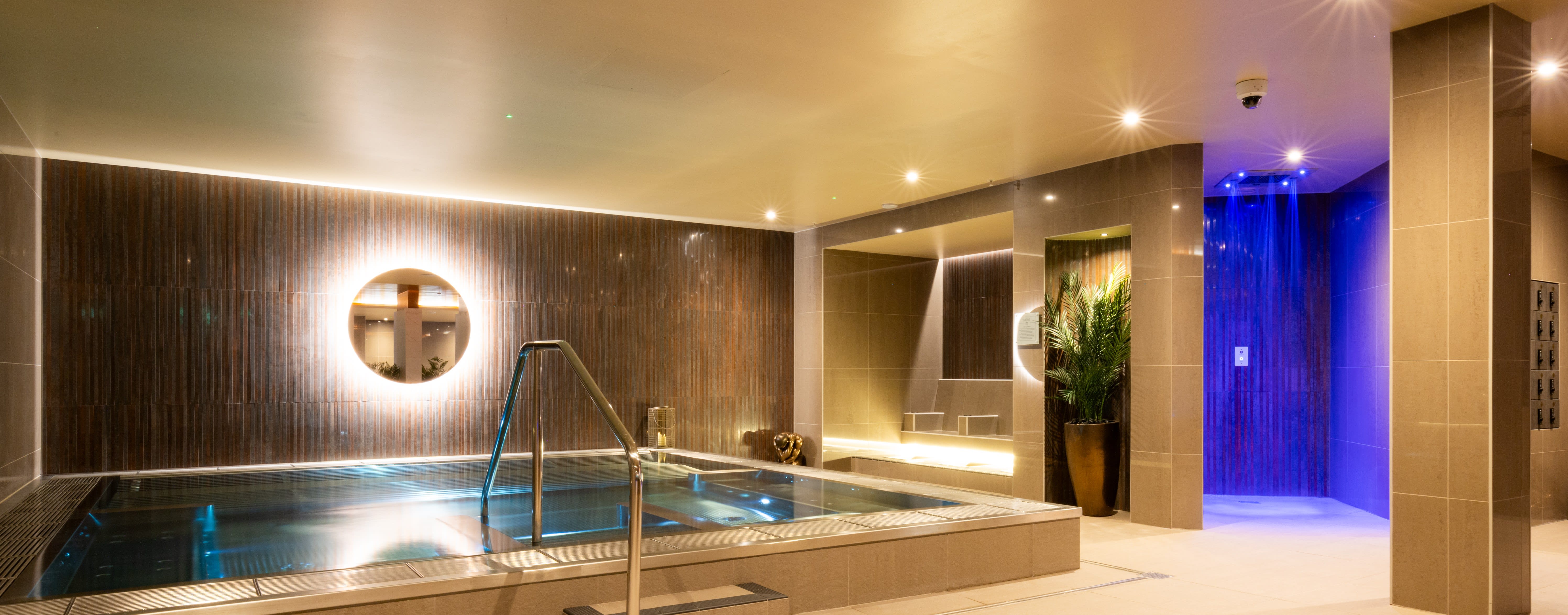 A spa pool and sauna at a David Lloyd club.