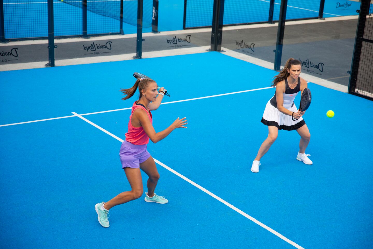 2 women playing Padel at David Lloyd Gloucester