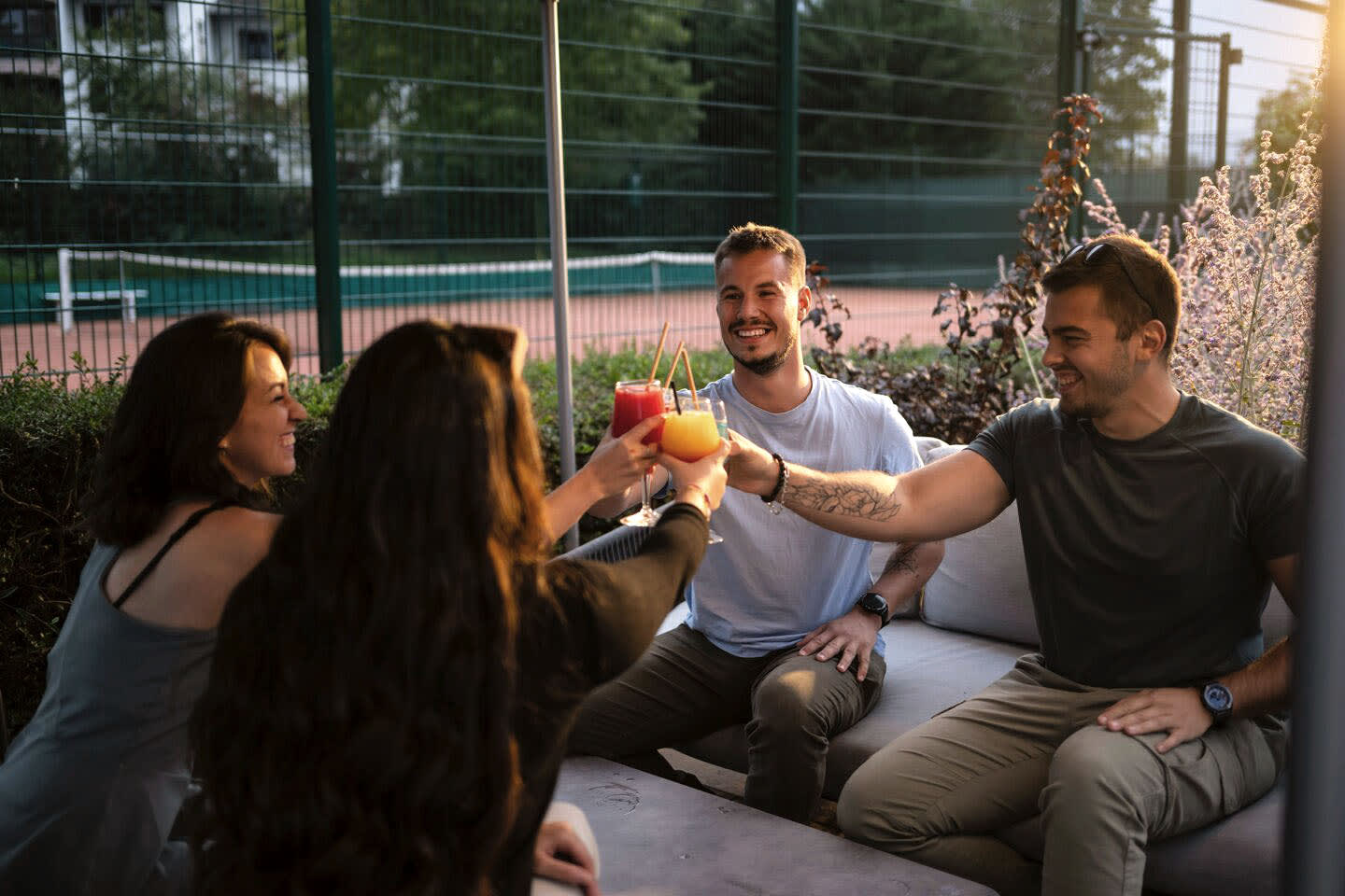 Enjoying a drink with friends