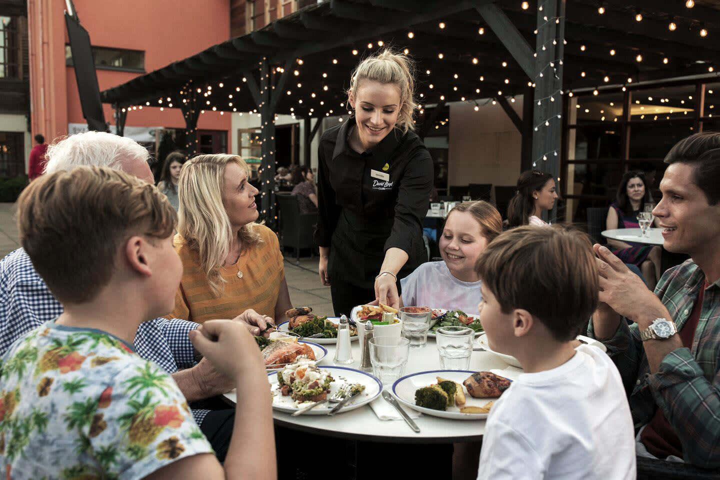 Family eating on the terrace