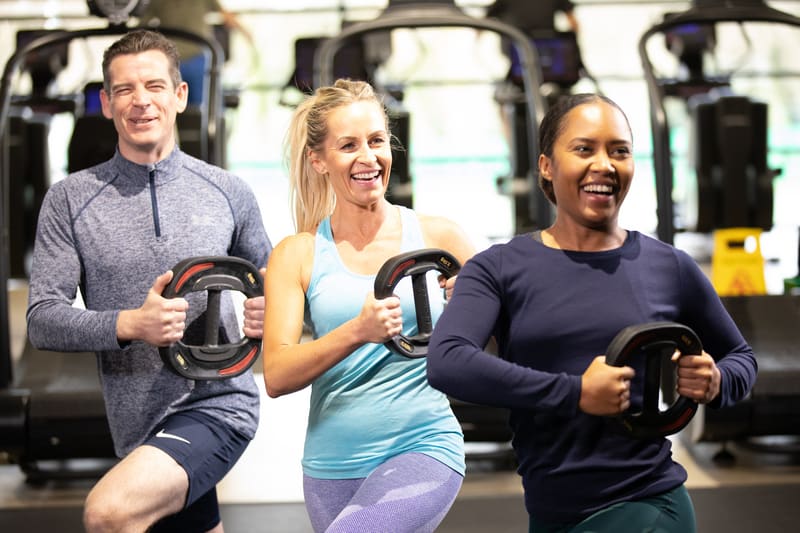 Three people working out