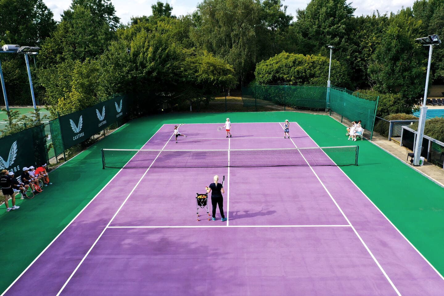 Outdoor purple tennis court