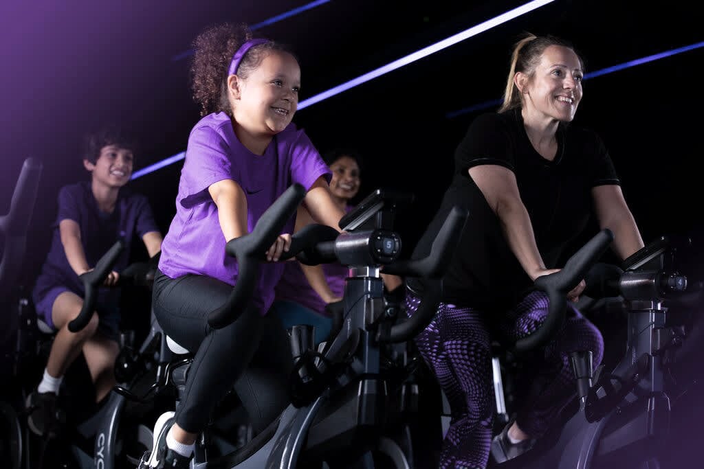 Group cycling class for kids